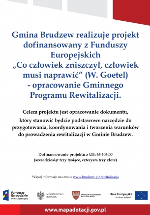 Gmina Brudzew otrzymała dofinansowanie na opracowanie Gminnego Programu Rewitalizacji