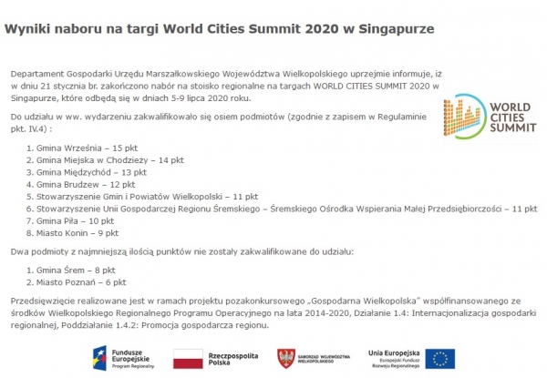 Targi World Cities Summit 2020- Singapur